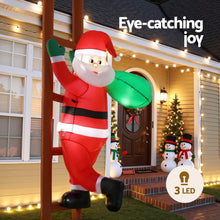2.45M Christmas Inflatable Santa Climbing a Ladder with LED Lights