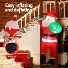 2.45M Christmas Inflatable Santa Climbing a Ladder with LED Lights