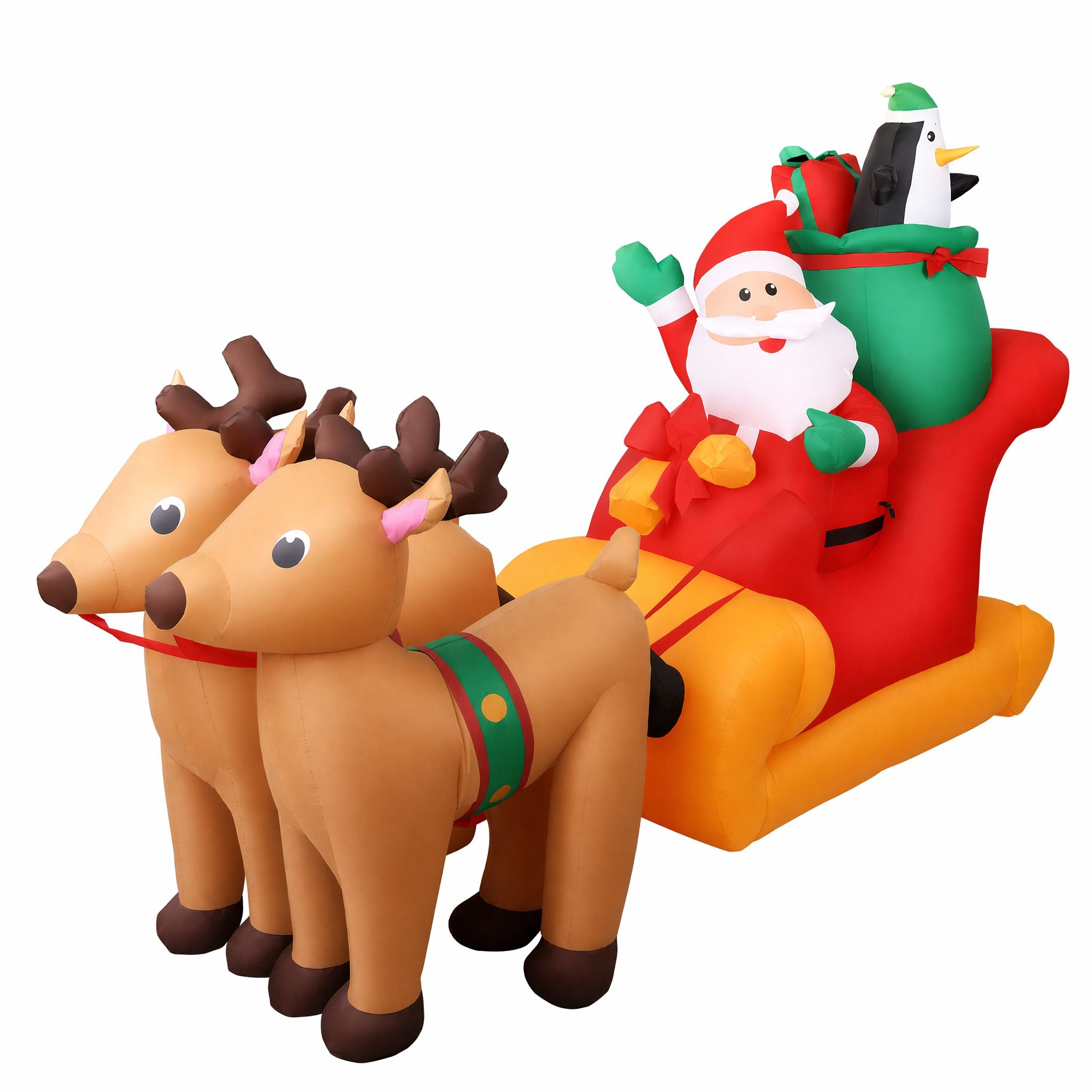 2.2M Santa in Sleigh with Reindeer Inflatable with LED Lights