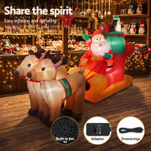 2.2M Santa in Sleigh with Reindeer Inflatable with LED Lights