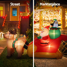 2.2M Santa in Sleigh with Reindeer Inflatable with LED Lights