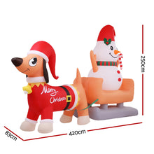 4.2M Dog Pulling Snowman on Sleigh Christmas Inflatable with LED Lights