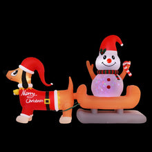 4.2M Dog Pulling Snowman on Sleigh Christmas Inflatable with LED Lights