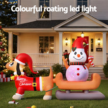 4.2M Dog Pulling Snowman on Sleigh Christmas Inflatable with LED Lights