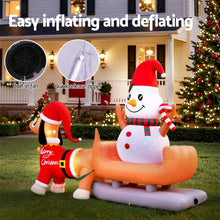 4.2M Dog Pulling Snowman on Sleigh Christmas Inflatable with LED Lights