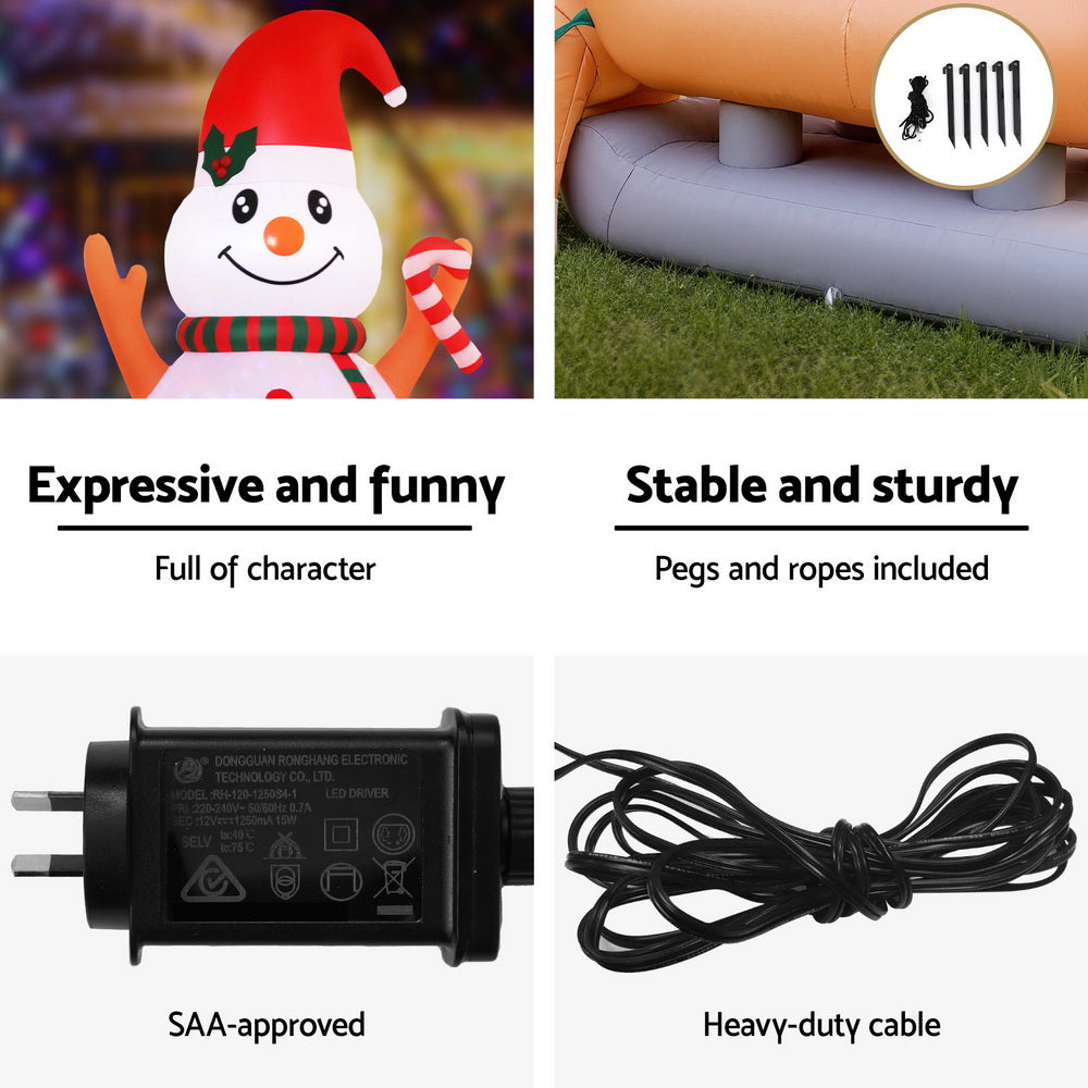 4.2M Dog Pulling Snowman on Sleigh Christmas Inflatable with LED Lights