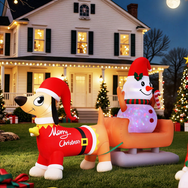 4.2M Christmas Inflatable Snowman Dog Display – LED Lights