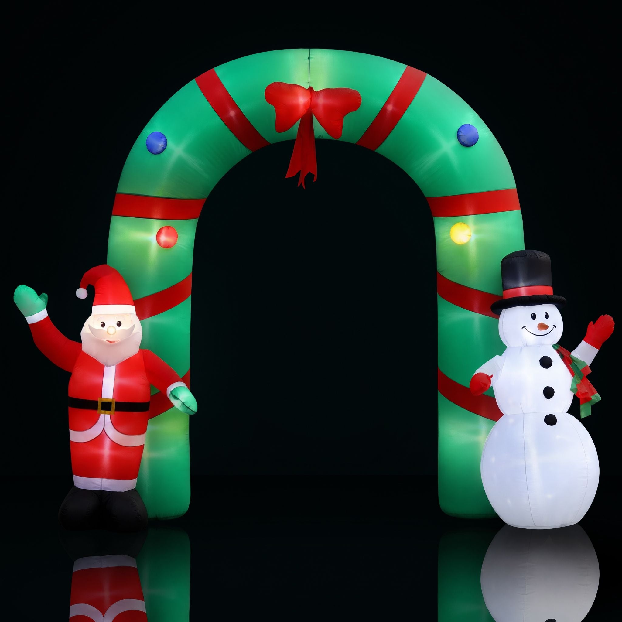2.8M Santa & Snowman Christmas Archway Inflatable with LED Lights