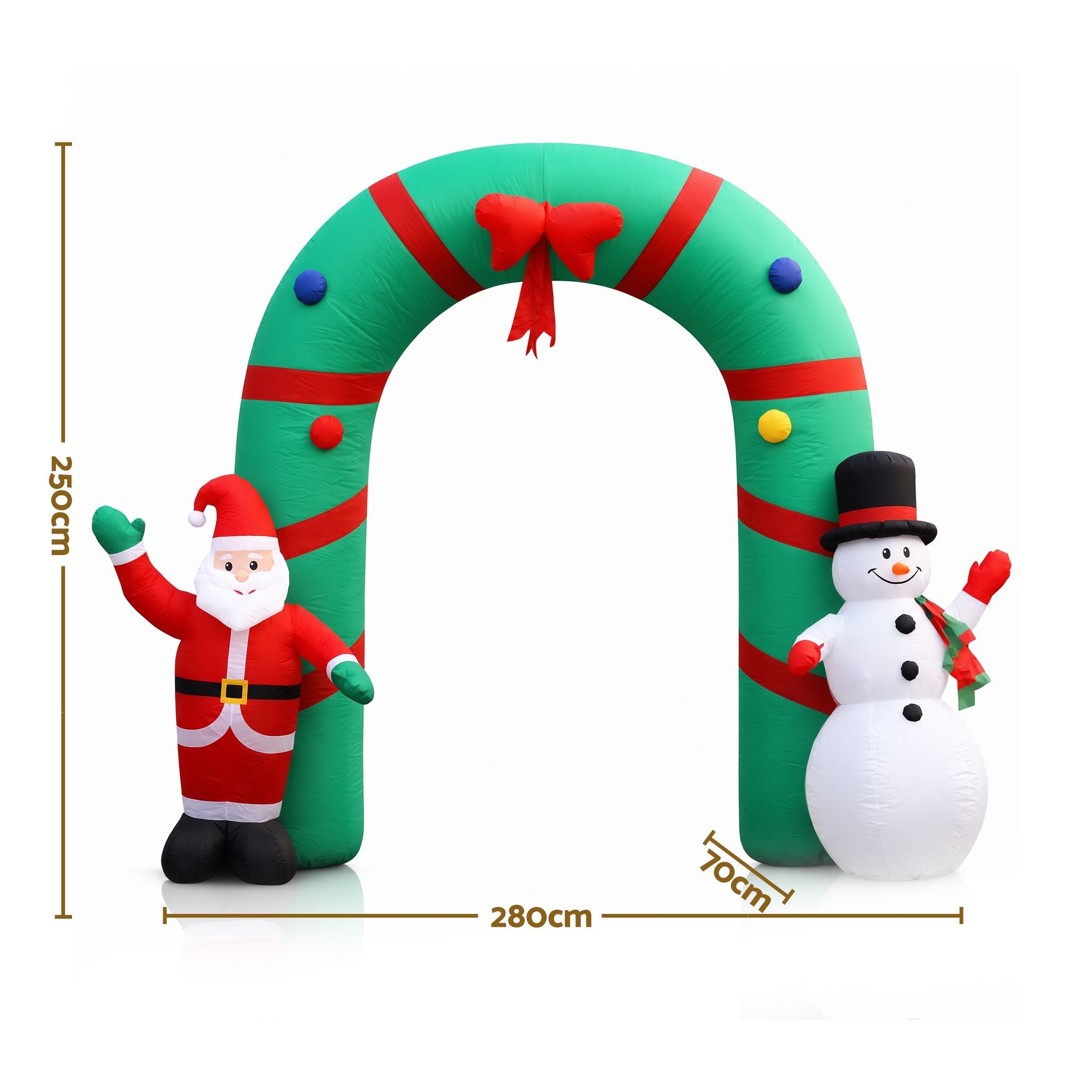 2.8M Santa & Snowman Christmas Archway Inflatable with LED Lights