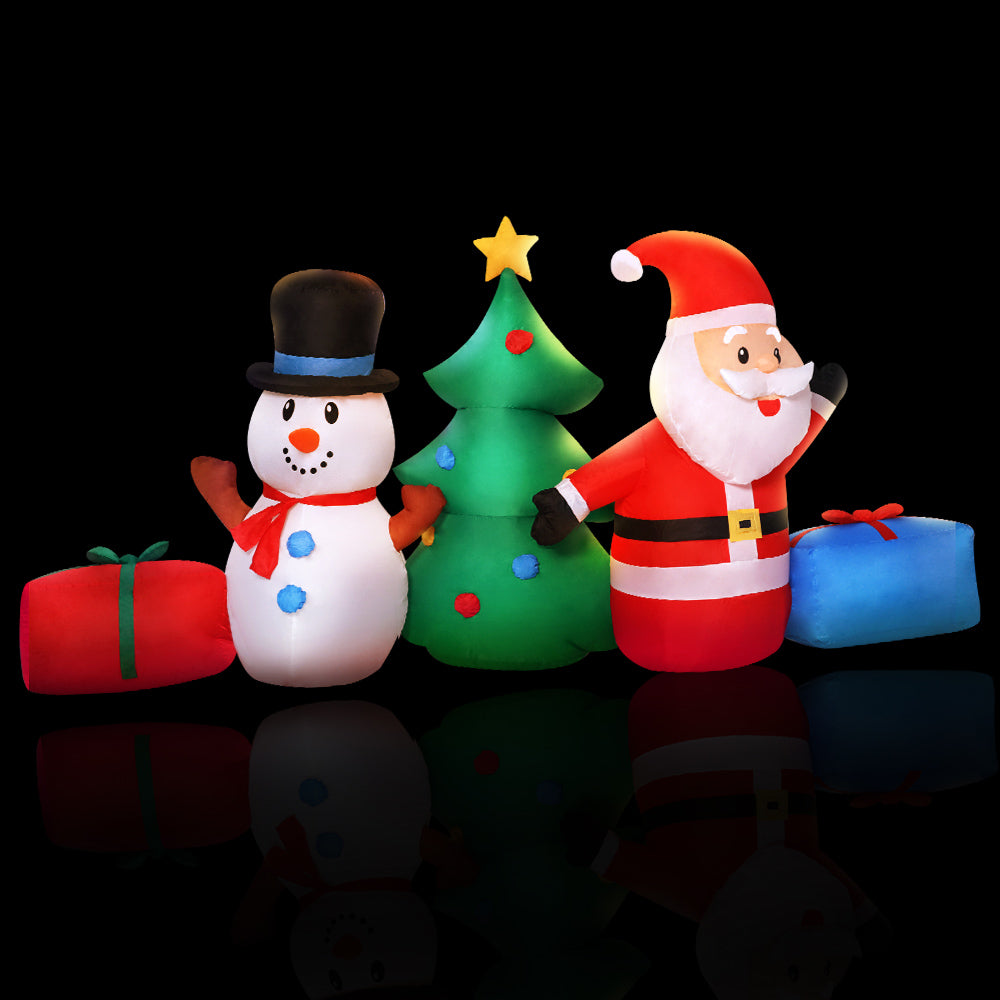 2.7M Santa, Snowman & Christmas Tree Inflatable with LED Lights