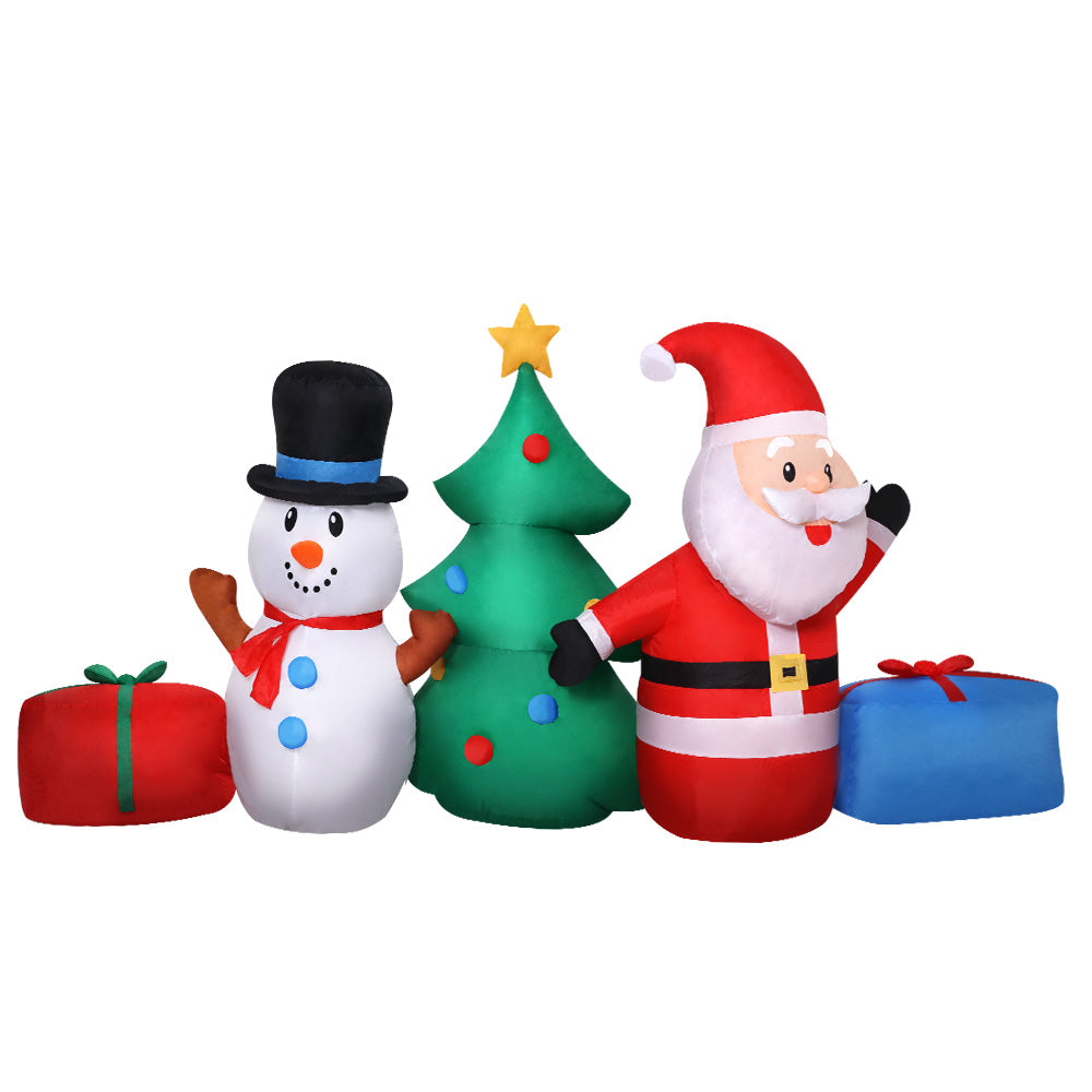 2.7M Santa, Snowman & Christmas Tree Inflatable with LED Lights