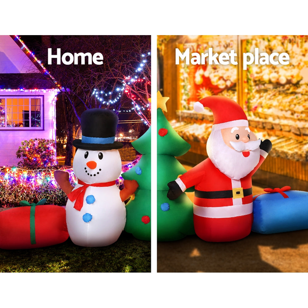 2.7M Santa, Snowman & Christmas Tree Inflatable with LED Lights