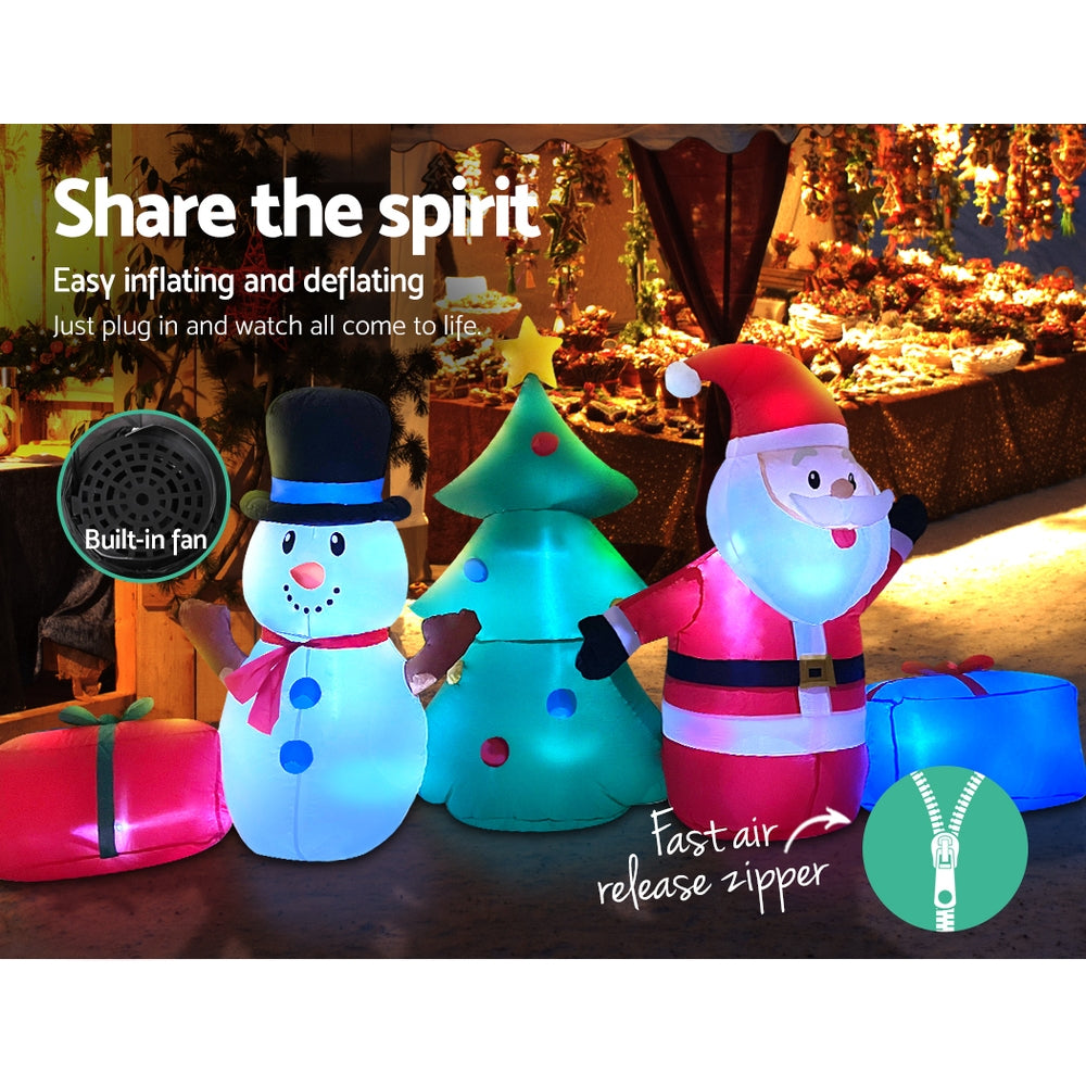 2.7M Santa, Snowman & Christmas Tree Inflatable with LED Lights