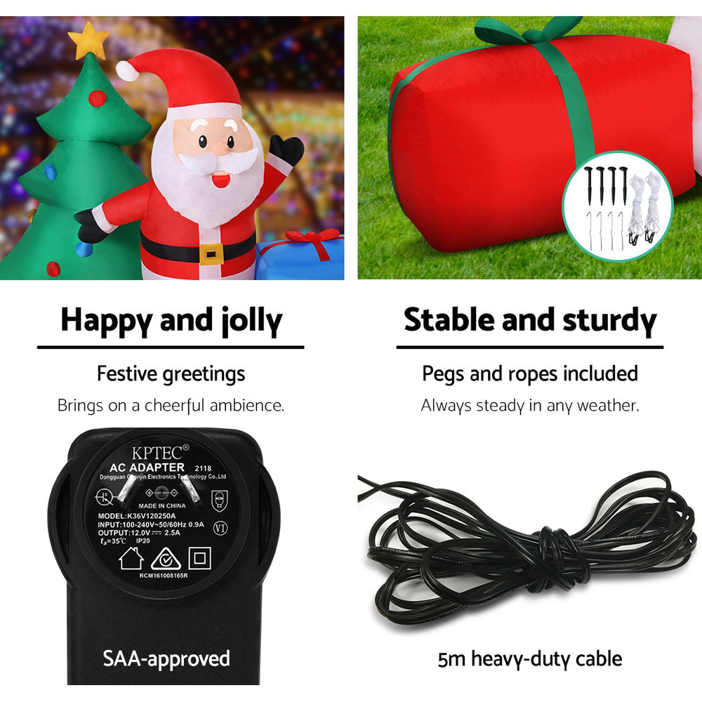 2.7M Santa, Snowman & Christmas Tree Inflatable with LED Lights