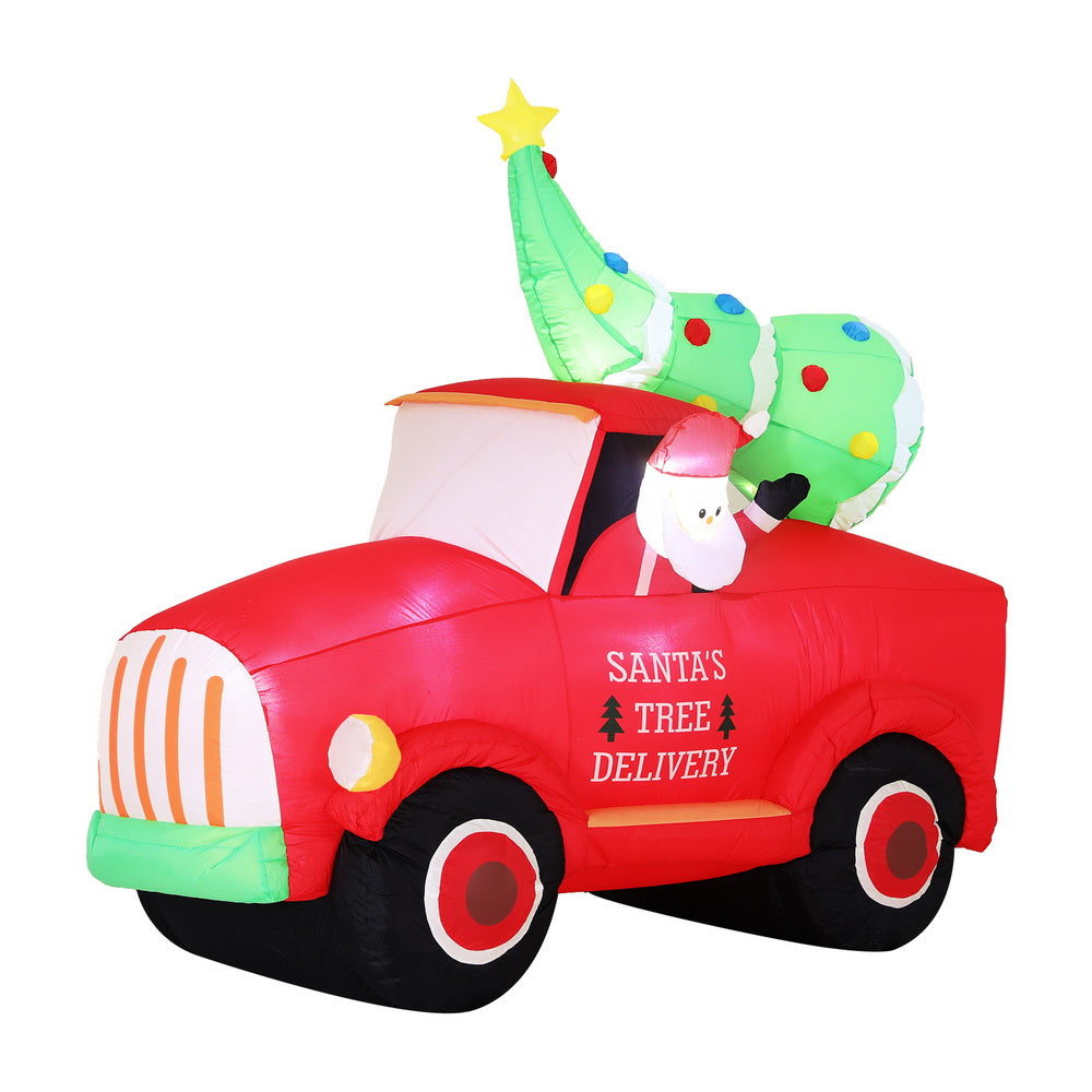 1.6M Santa's Tree Delivery Truck Christmas Inflatable with LED Lights