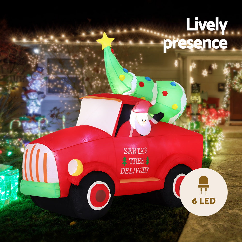 1.6M Santa's Tree Delivery Truck Christmas Inflatable with LED Lights