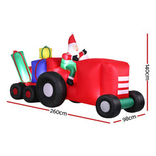 2.6M Santa Driving Tractor Christmas Inflatable with Trailer & LED Lights