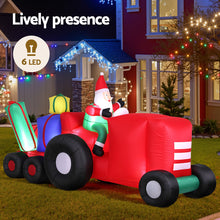 2.6M Santa Driving Tractor Christmas Inflatable with Trailer & LED Lights