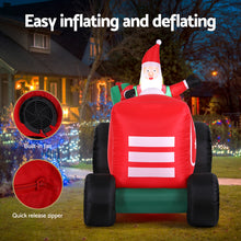 2.6M Santa Driving Tractor Christmas Inflatable with Trailer & LED Lights