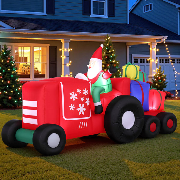 2.6M Christmas Inflatable Santa Truck Display – 6 Cold White LED Lights