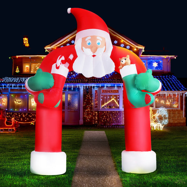 3M Christmas Inflatable Santa Archway Display – 5 Cold White LED Lights