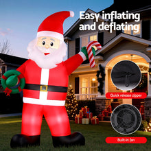 3.8M Giant Santa Holding a Candy Cane & Wreath Christmas Inflatable