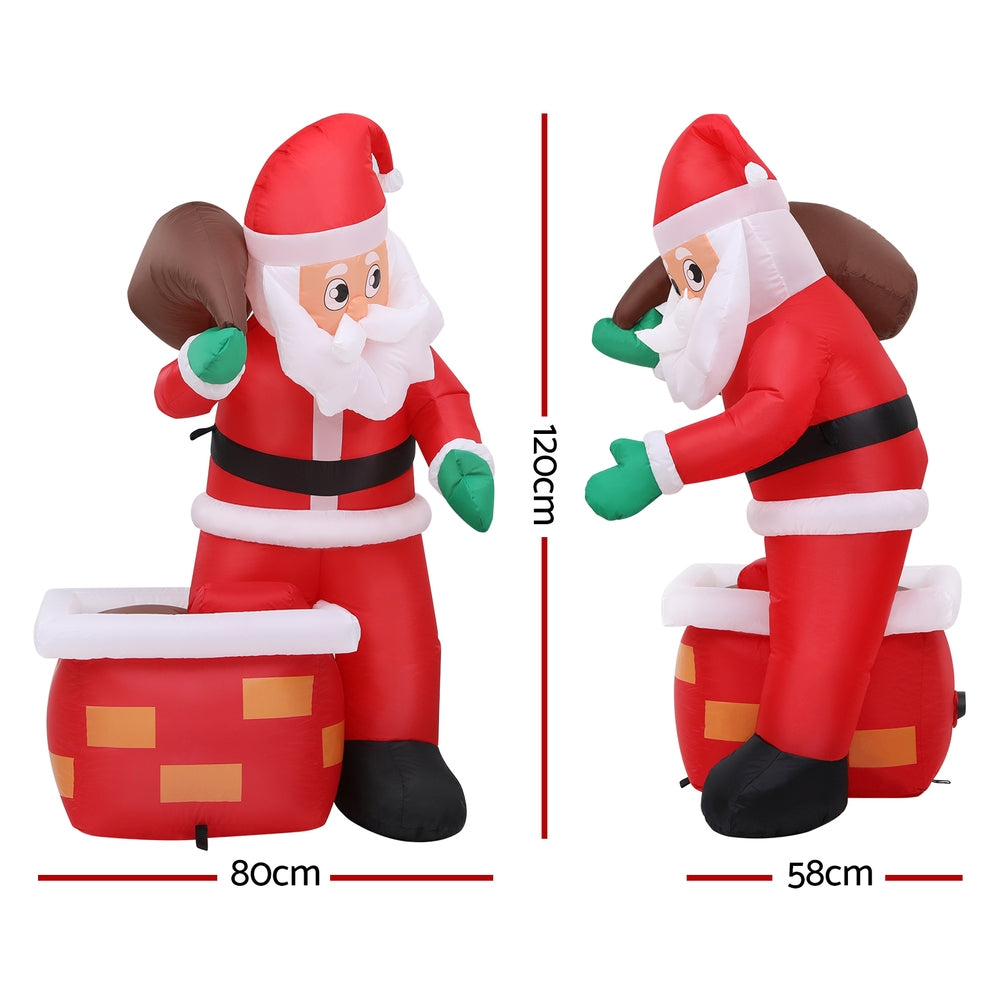 1.2M Santa at the Chimney Christmas Inflatable with LED Lights