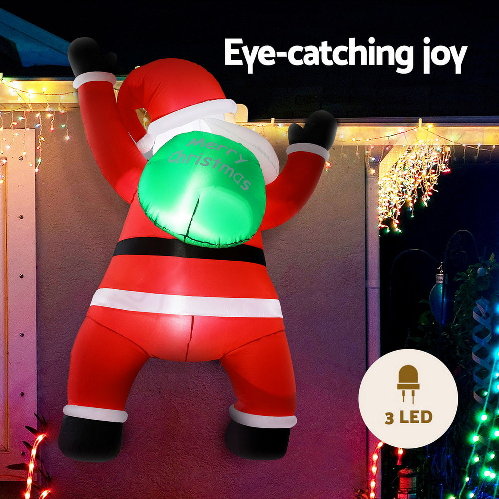 1.9M Climbing Santa Christmas Inflatable with LED Lights