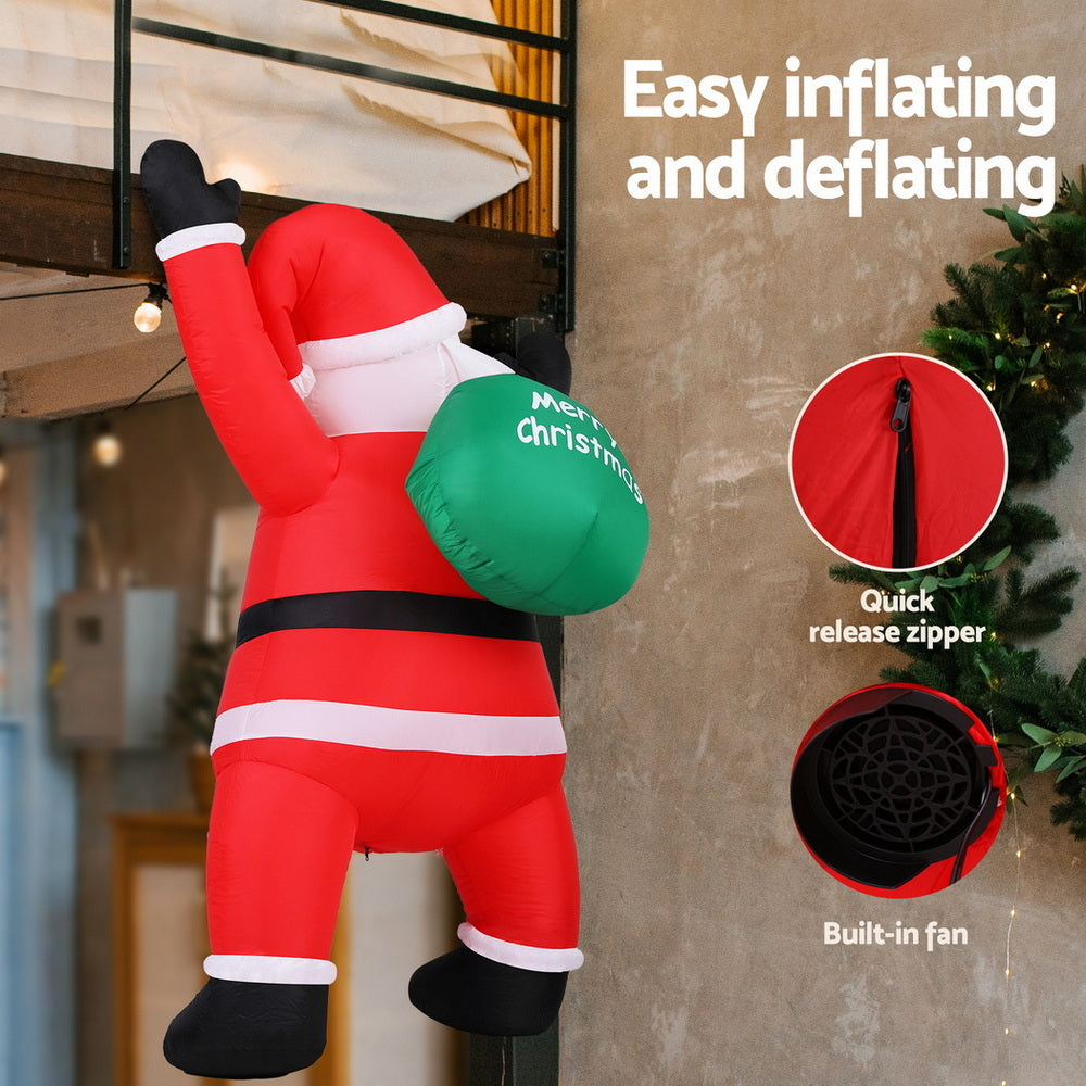 1.9M Climbing Santa Christmas Inflatable with LED Lights