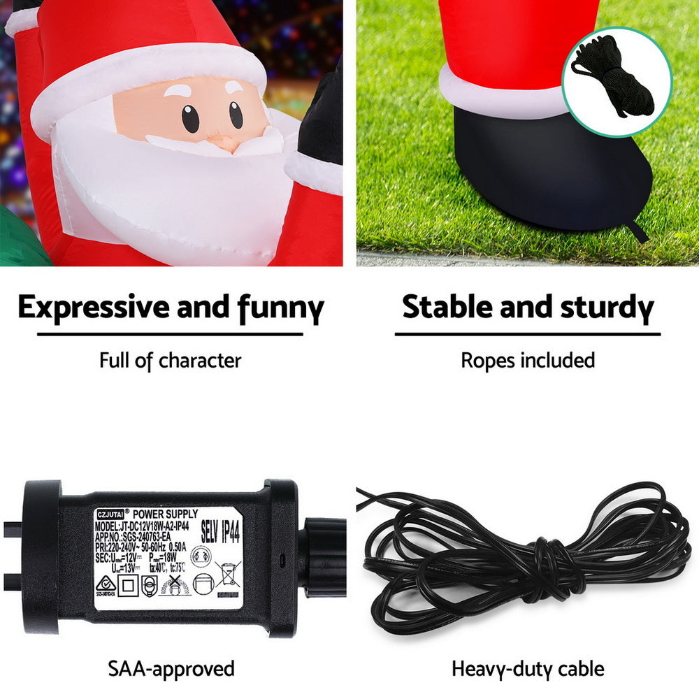 1.9M Climbing Santa Christmas Inflatable with LED Lights