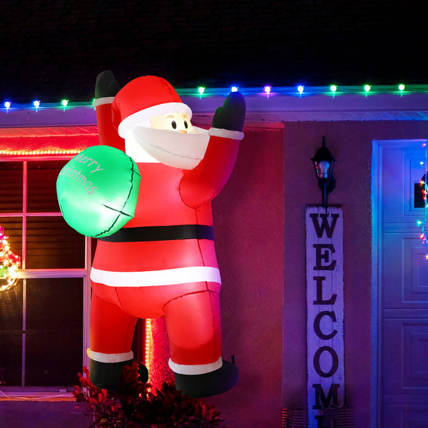1.9M Christmas Inflatable Climbing Santa Display – 3 Cold White LED Lights