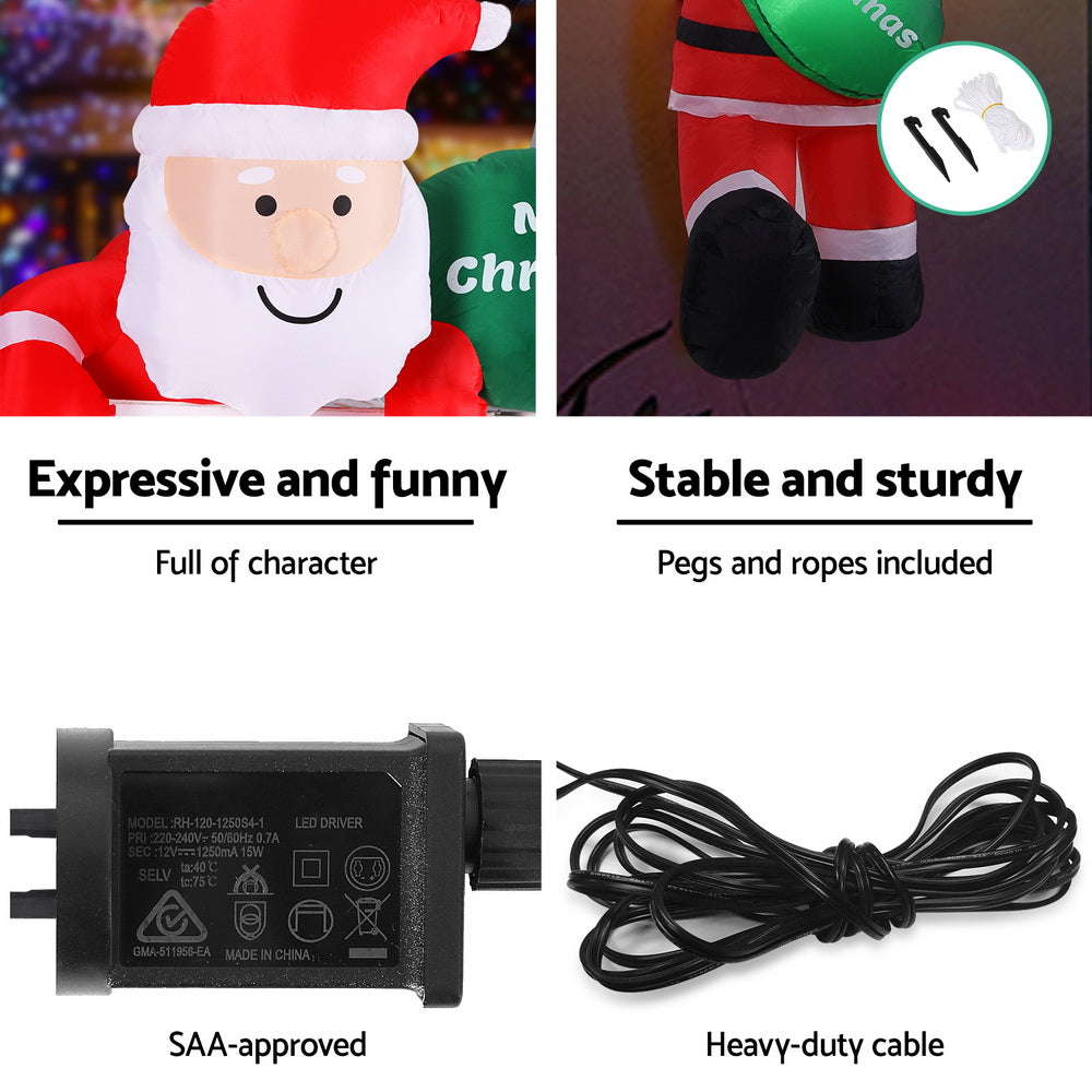 2.5M Climbing Santa with Merry Christmas Signs Christmas Inflatable
