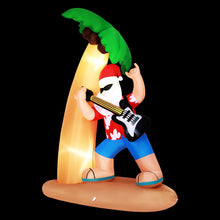 2.1M Beach Santa Christmas Inflatable with Surfboard & Guitar