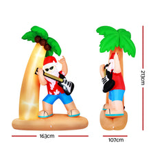 2.1M Beach Santa Christmas Inflatable with Surfboard & Guitar