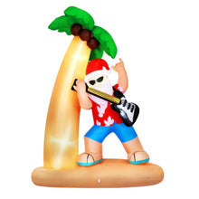2.1M Beach Santa Christmas Inflatable with Surfboard & Guitar