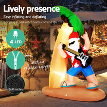 2.1M Beach Santa Christmas Inflatable with Surfboard & Guitar