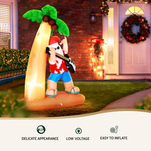 2.1M Beach Santa Christmas Inflatable with Surfboard & Guitar