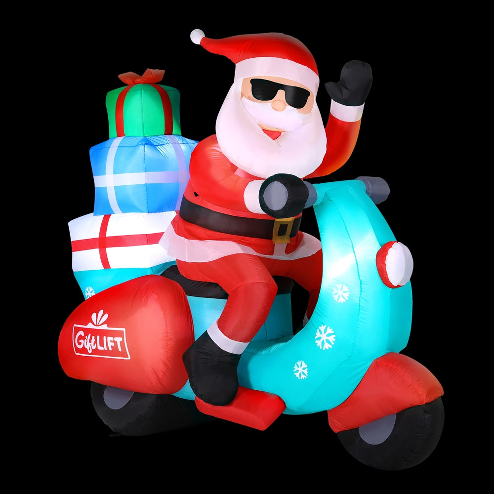 1.8M Santa Riding Scooter Christmas Inflatable with LED Lights
