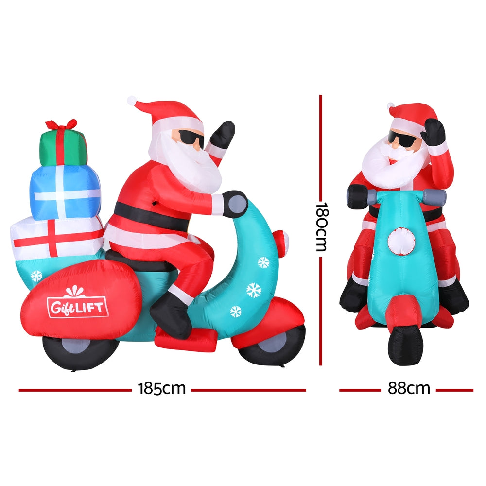 1.8M Santa Riding Scooter Christmas Inflatable with LED Lights