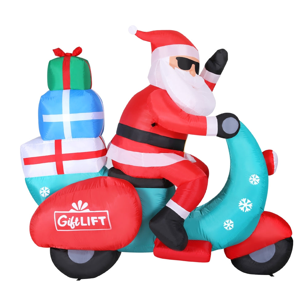 1.8M Santa Riding Scooter Christmas Inflatable with LED Lights