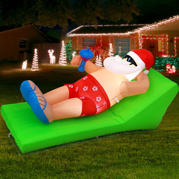1.85M Christmas Inflatable Santa Beach Display – 2 Cold White LED Lights