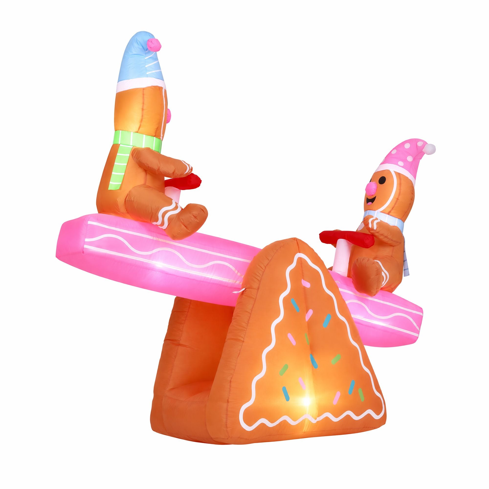 1.84M Gingerbread Seesaw Christmas Inflatable with LED Lights