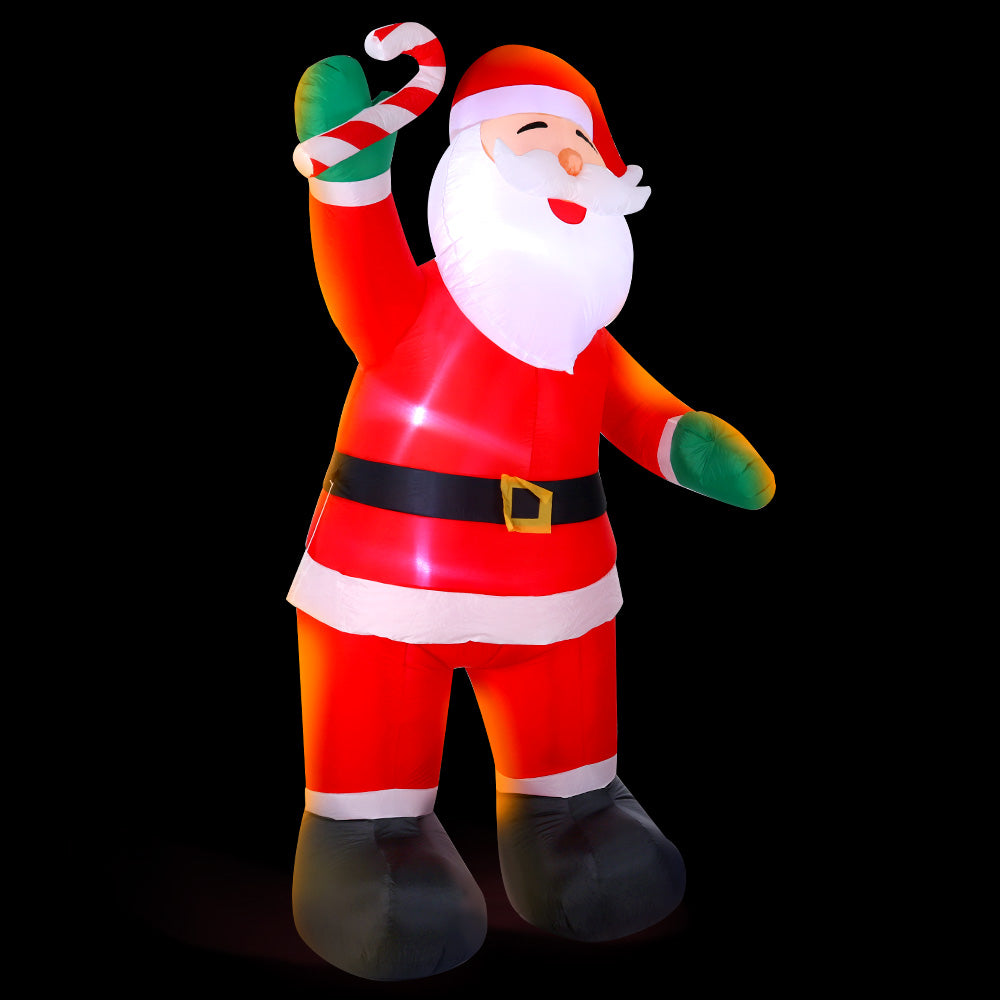 3M Santa with Candy Cane Christmas Inflatable with LED Lights