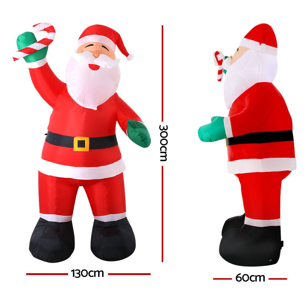 3M Santa with Candy Cane Christmas Inflatable with LED Lights