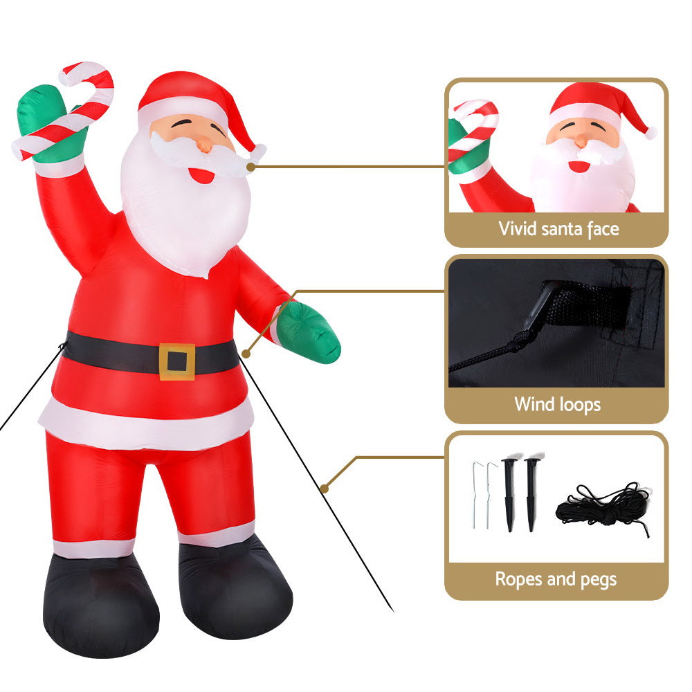 3M Santa with Candy Cane Christmas Inflatable with LED Lights