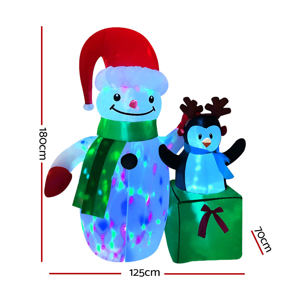 1.8M Snowman & Penguin Christmas Inflatable with LED Lights