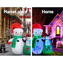 1.8M Snowman & Penguin Christmas Inflatable with LED Lights