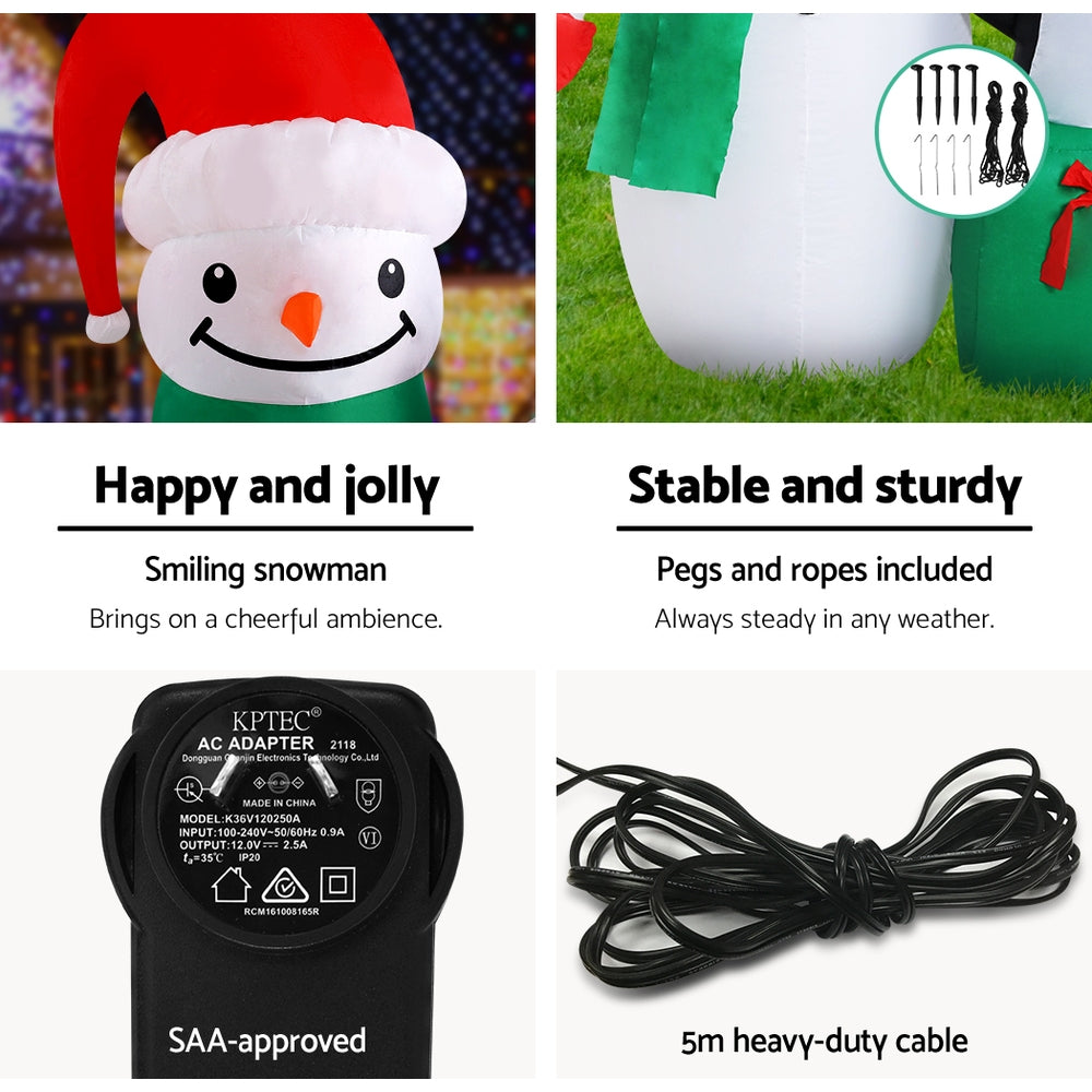 1.8M Snowman & Penguin Christmas Inflatable with LED Lights
