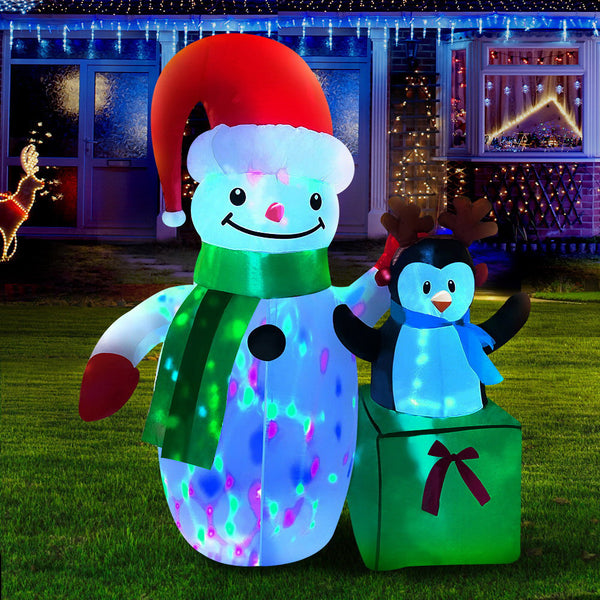 1.8M Christmas Inflatable Snowman Display – 2 Cold White LED Lights
