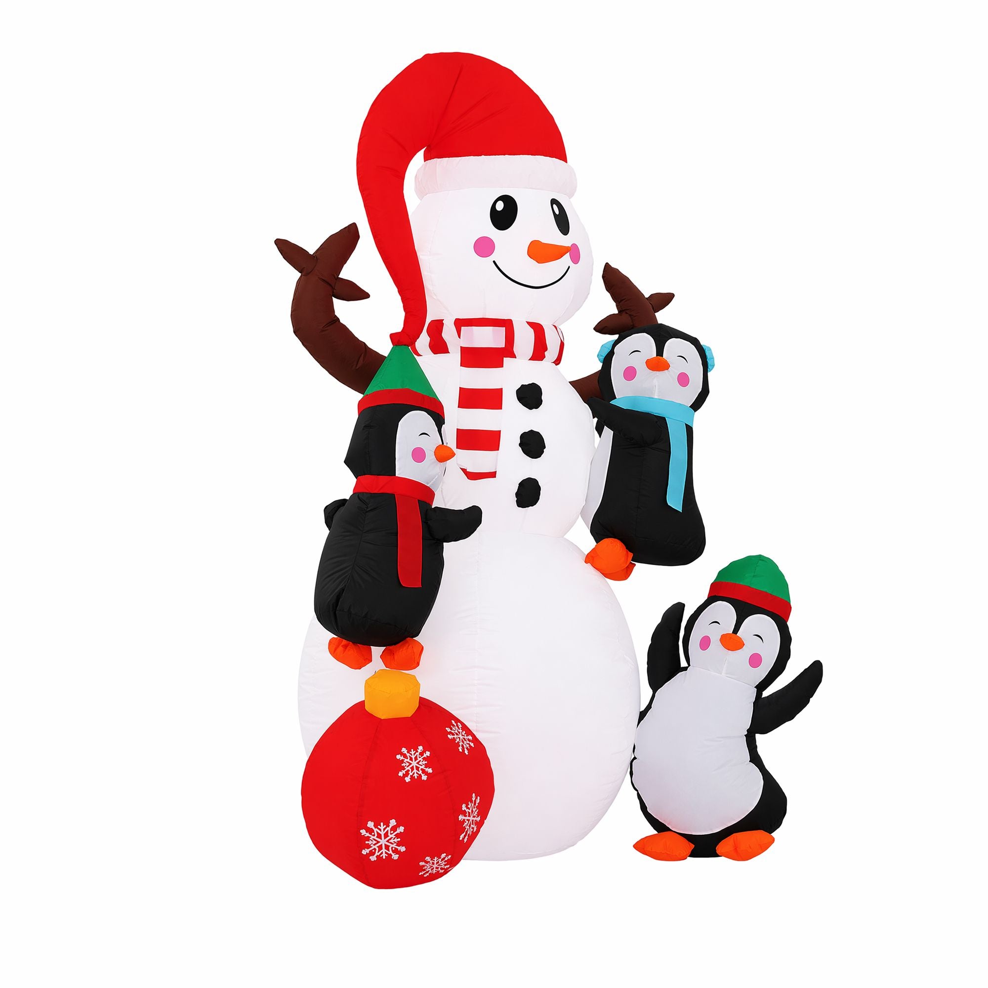 1.85M Snowman with Penguins Christmas Inflatable with Rotating LED Lights